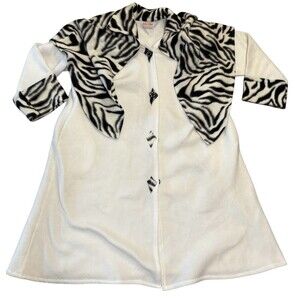 Vision By Val VTG Zebra Print Fleece Winter Coat Size 2XL Cruella De Vil Type
